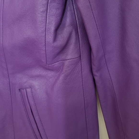 Vintage LA-ROSE Purple Leather Zip Up Jacket Size Small - Picture 8 of 16